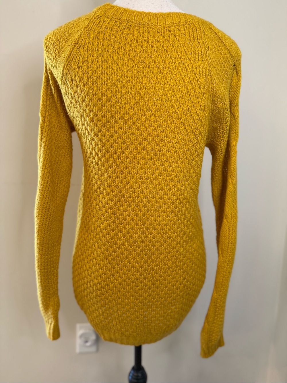 Pins and Needles mustard yellow cable knit pom pom sweater SM - Picture 4 of 13
